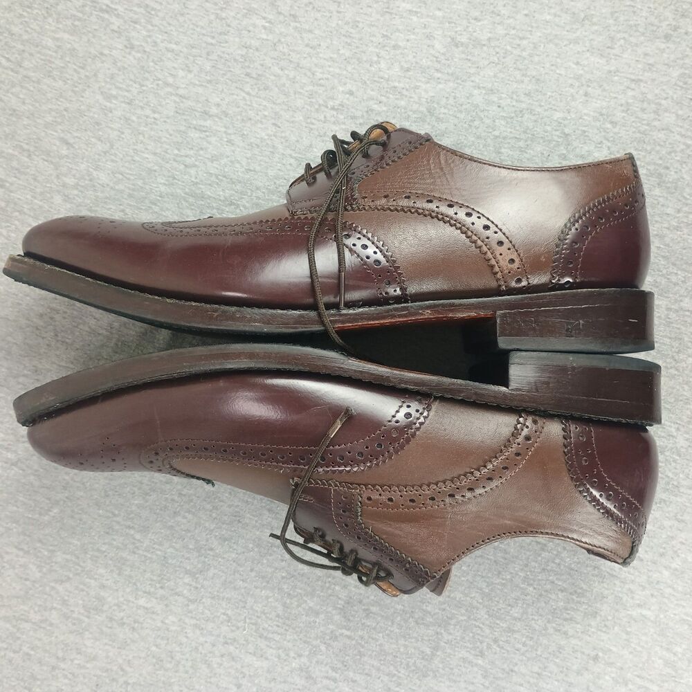 Samuel Windsor‎ Cap Toe Brogue  Shoes Sz 10.5 Brown Leather Lace Up Wingtip - Picture 5 of 8